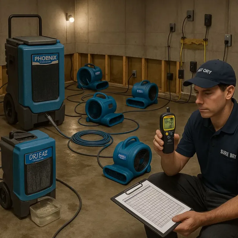 Structural Drying and Dehumidification process in Bowbells, ND